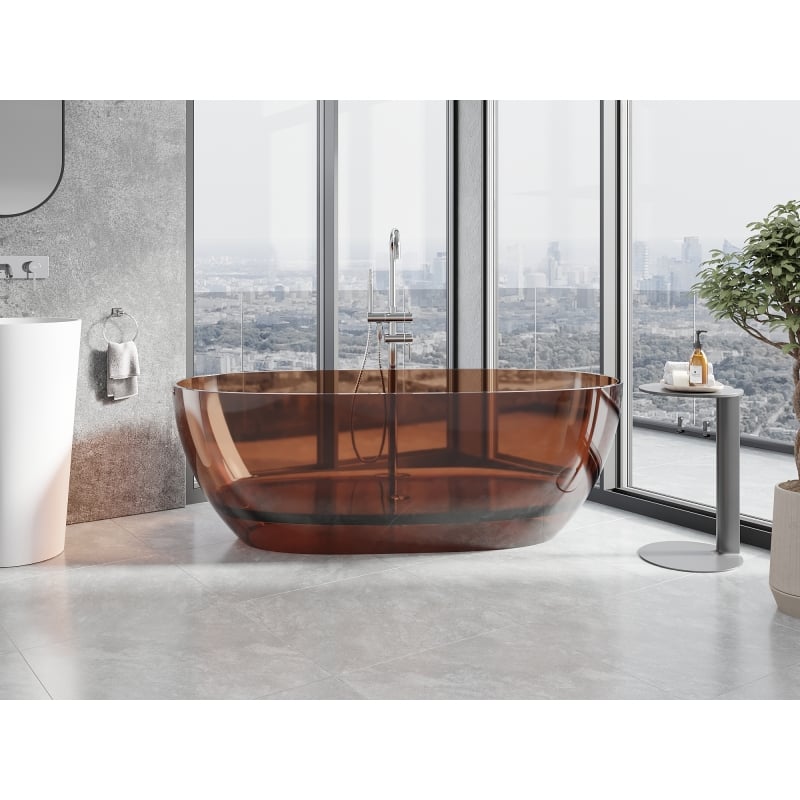 Mexen Pure cherry freistehende transparente Badewanne 170 x 80 cm, Chrom-Ablauf - 58071708009