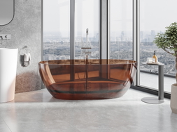 Mexen Pure cherry freistehende transparente Badewanne 170 x 80 cm, Chrom-Ablauf - 58071708009