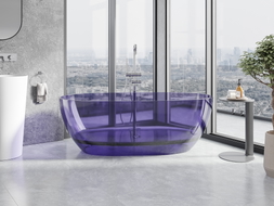Mexen Pure Dunkles Schieferblau freistehende transparente Wanne 170 x 80 cm, Chromabfluss - 58071708010