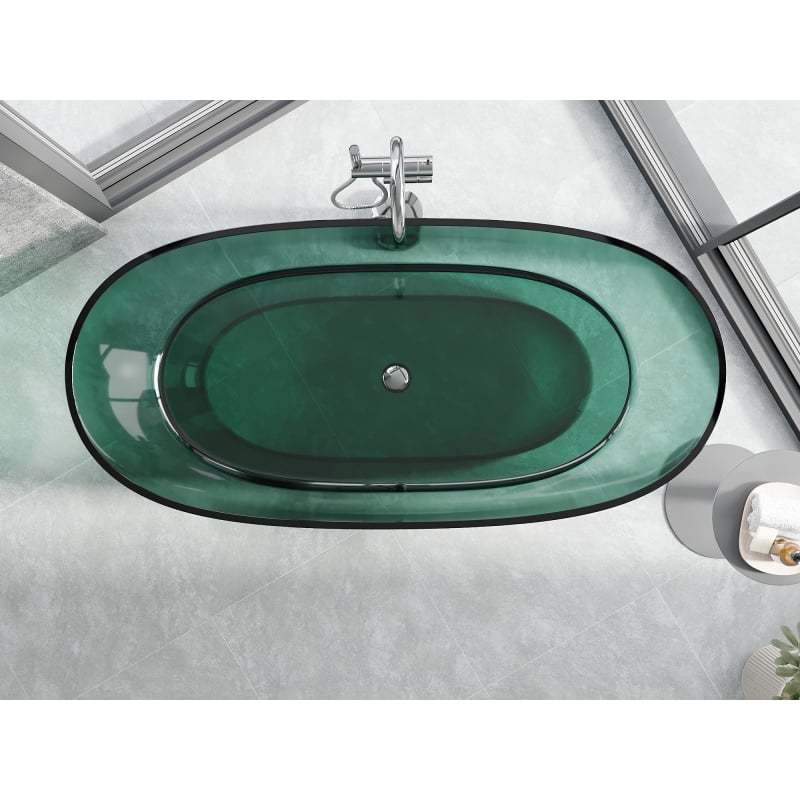 Mexen Pure teal freistehende transparente Badewanne 170 x 80 cm, Chromverschluss - 58071708011