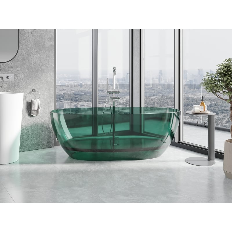 Mexen Pure teal freistehende transparente Badewanne 170 x 80 cm, Chromverschluss - 58071708011