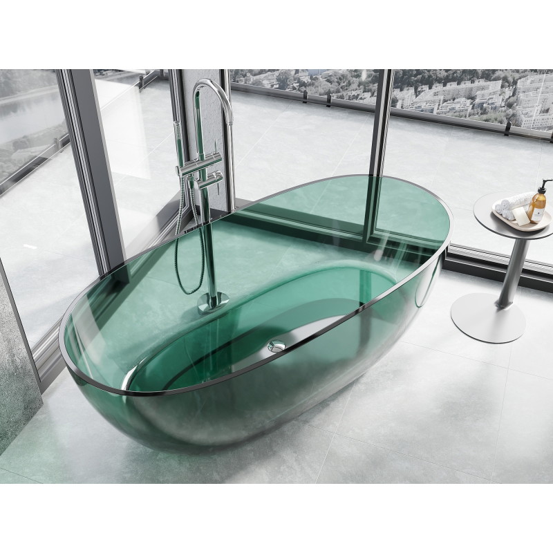 Mexen Pure teal freistehende transparente Badewanne 170 x 80 cm, Chromverschluss - 58071708011