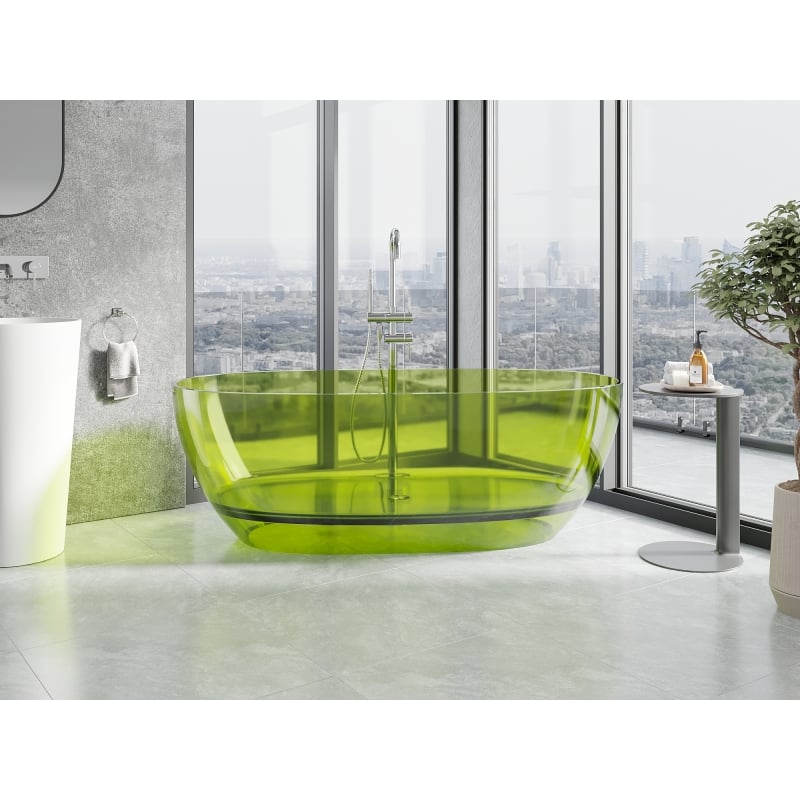 Mexen Pure Lime freistehende transparente Badewanne 170 x 80 cm, Chromverschluss - 58071708012