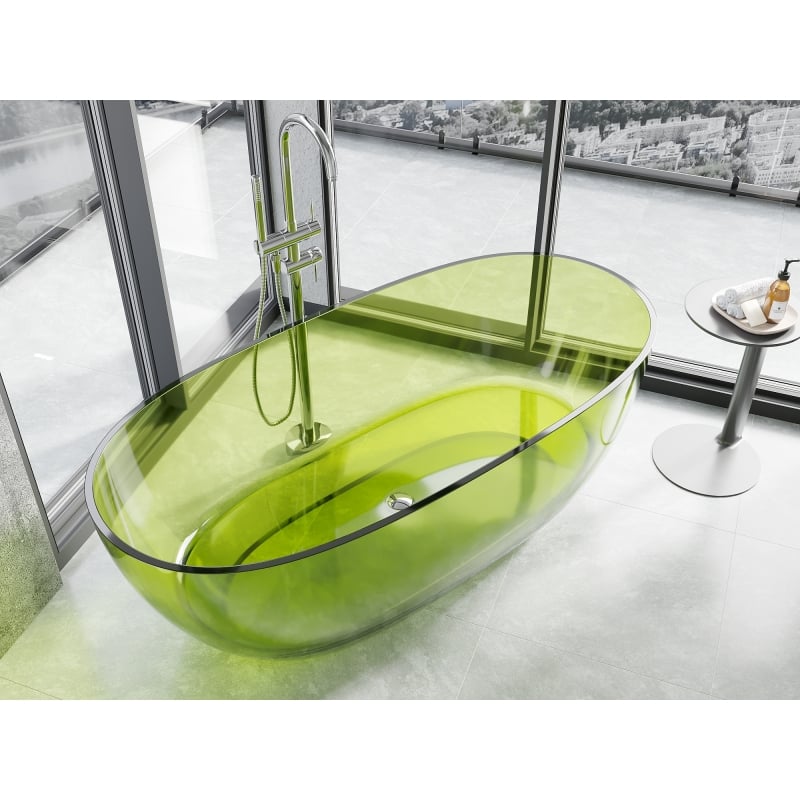Mexen Pure Lime freistehende transparente Badewanne 170 x 80 cm, Chromverschluss - 58071708012