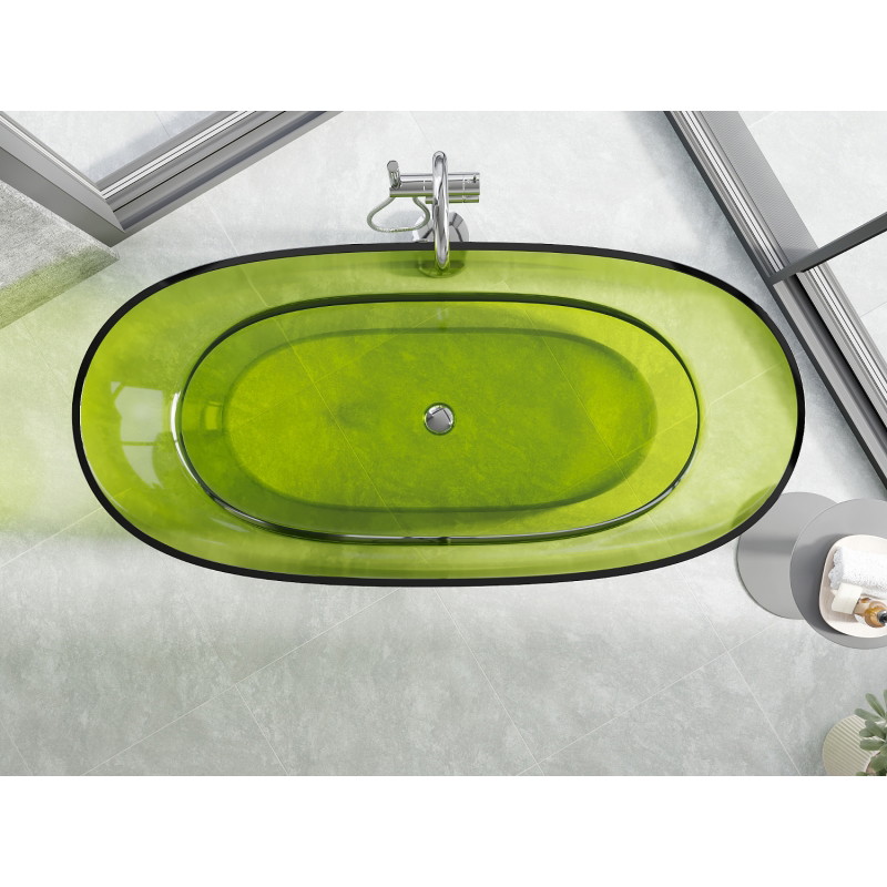 Mexen Pure Lime freistehende transparente Badewanne 170 x 80 cm, Chromverschluss - 58071708012