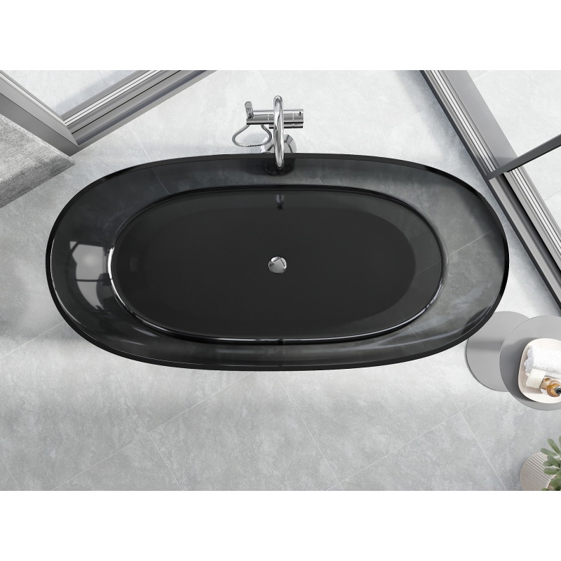 Mexen Pure schwarz freistehende transparente Badewanne 170 x 80 cm, Chromstopfen - 58071708013