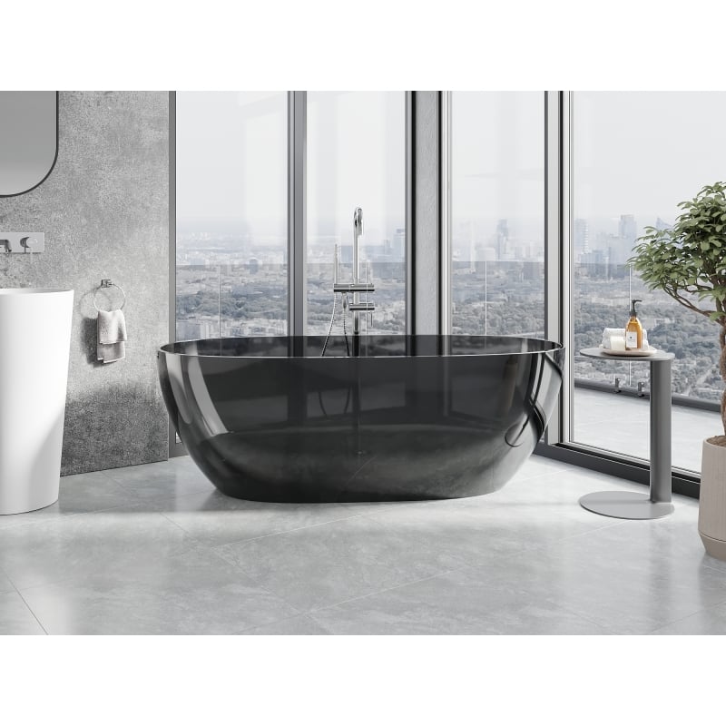 Mexen Pure schwarz freistehende transparente Badewanne 170 x 80 cm, Chromstopfen - 58071708013