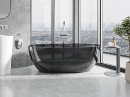 Mexen Pure freistehende transparente Badewanne 170 x 80 cm, schwarz, Ablauf chrom - 58071708013