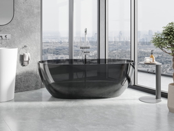 Mexen Pure schwarz freistehende transparente Badewanne 170 x 80 cm, Chromstopfen - 58071708013