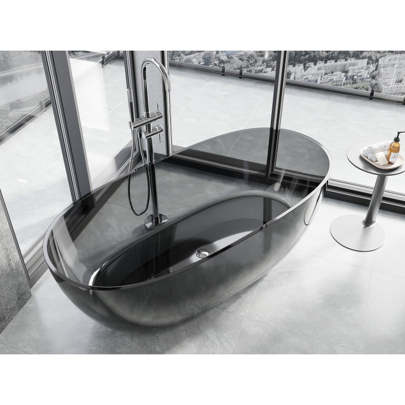 Mexen Pure schwarz freistehende transparente Badewanne 170 x 80 cm, Chromstopfen - 58071708013