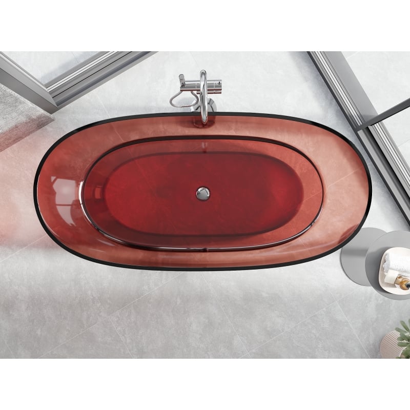 Mexen Pure Rose freistehende transparente Badewanne 170 x 80 cm, Chromverschluss - 58071708014