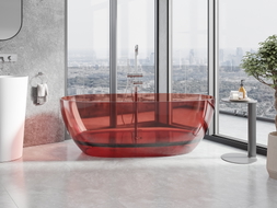 Mexen Pure Rose freistehende transparente Badewanne 170 x 80 cm, Chromverschluss - 58071708014