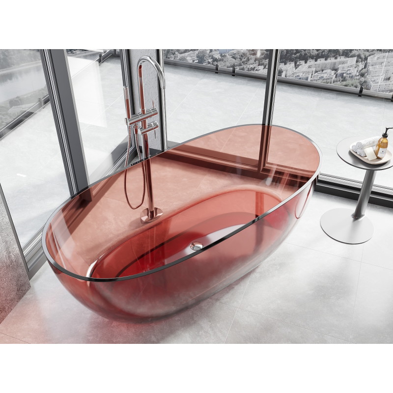 Mexen Pure Rose freistehende transparente Badewanne 170 x 80 cm, Chromverschluss - 58071708014