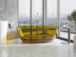 Mexen Pure Honey freistehende transparente Badewanne 170 x 80 cm, Chromverschluss - 58071708015