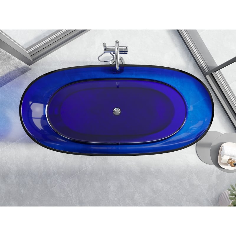 Mexen Pure Saphir freistehende transparente Badewanne 170 x 80 cm, Ablauf Chrom - 58071708016