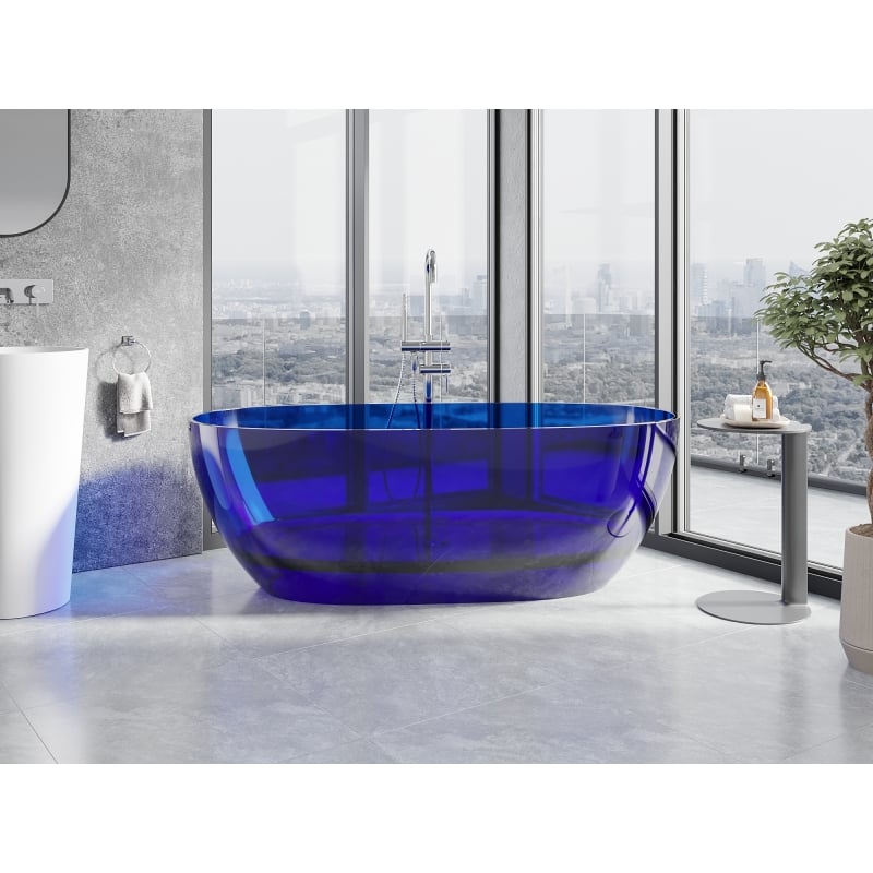 Mexen Pure Saphir freistehende transparente Badewanne 170 x 80 cm, Ablauf Chrom - 58071708016
