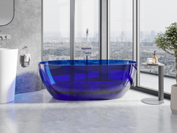 Mexen Pure Saphir freistehende transparente Badewanne 170 x 80 cm, Ablauf Chrom - 58071708016
