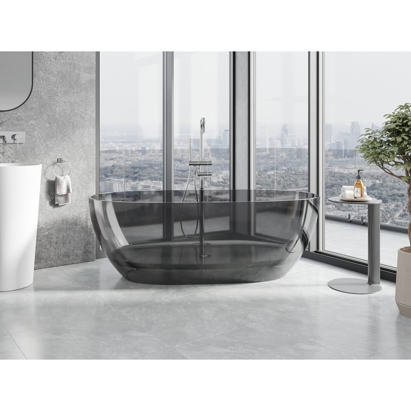 Mexen Pure Rauch freistehende Wannentransparente 170 x 80 cm, Stopfen Chrom - 58071708019