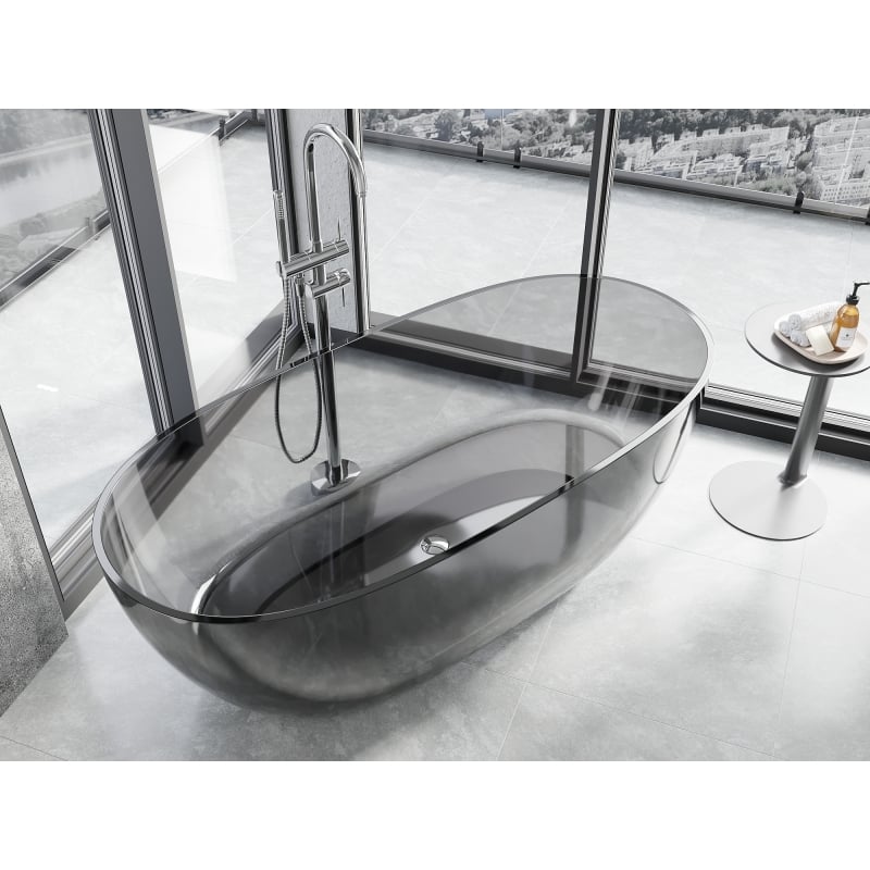 Mexen Pure Rauch freistehende Wannentransparente 170 x 80 cm, Stopfen Chrom - 58071708019
