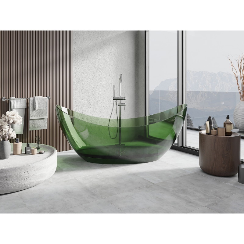 Mexen Vea forest freistehende transparente Wanne 180 x 80 cm, Kork Chrom - 58091808002