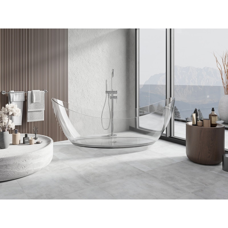 Mexen Vea Wanne freistehend transparent 180 x 80 cm, Stopfen Chrom - 58091808008