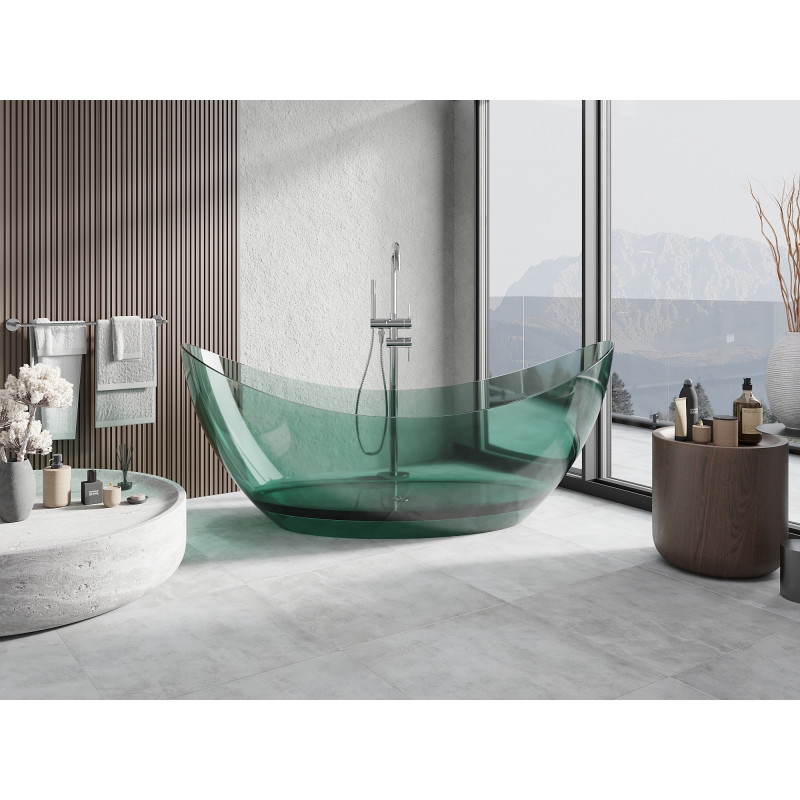 Mexen Vea freistehende transparente Teal-Wanne 180 x 80 cm, Chromstöpsel - 58091808011