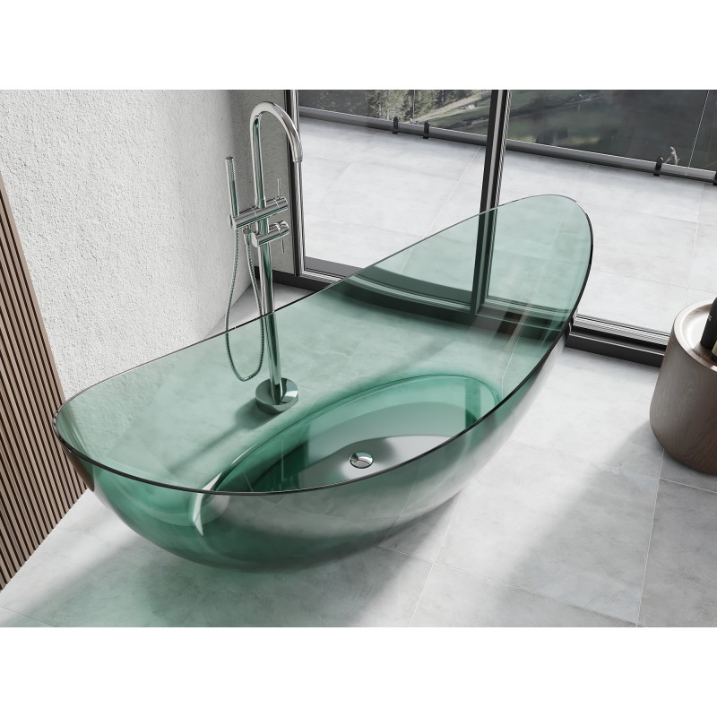 Mexen Vea freistehende transparente Teal-Wanne 180 x 80 cm, Chromstöpsel - 58091808011
