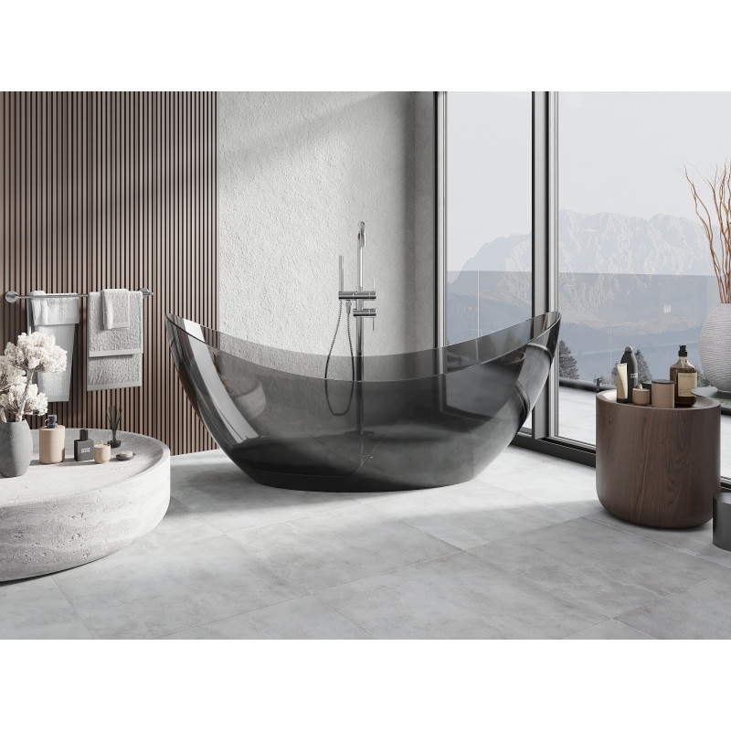 Mexen Vea schwarz freistehende transparente Badewanne 180 x 80 cm, Chrom-Abfluss - 58091808013