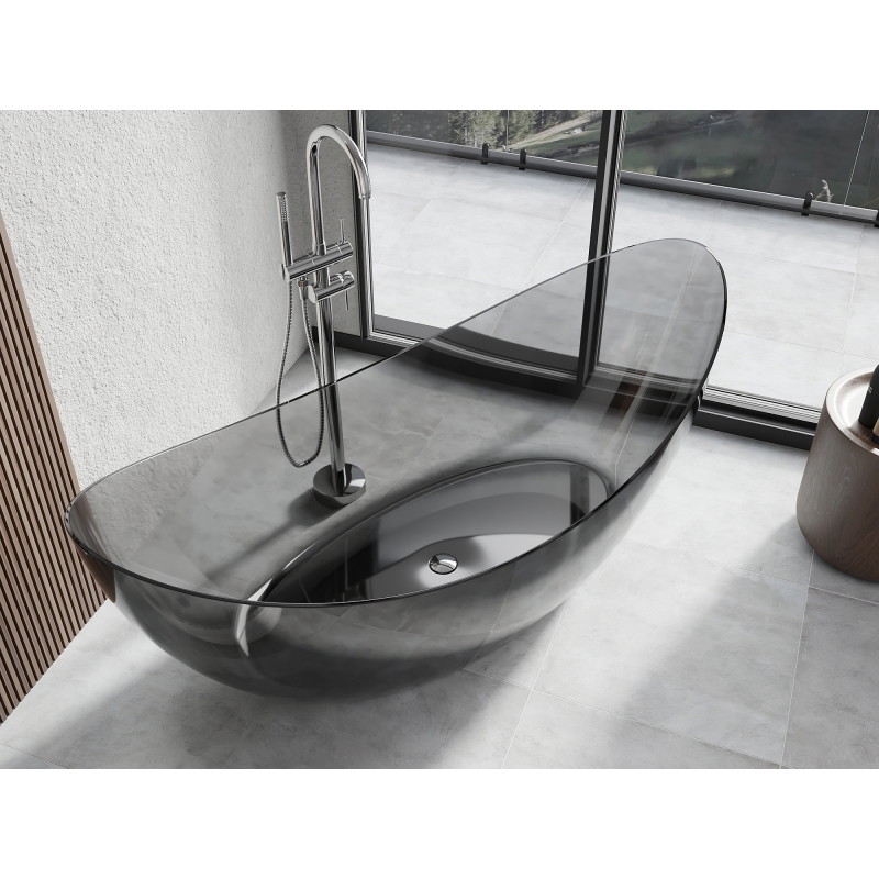 Mexen Vea schwarz freistehende transparente Badewanne 180 x 80 cm, Chrom-Abfluss - 58091808013