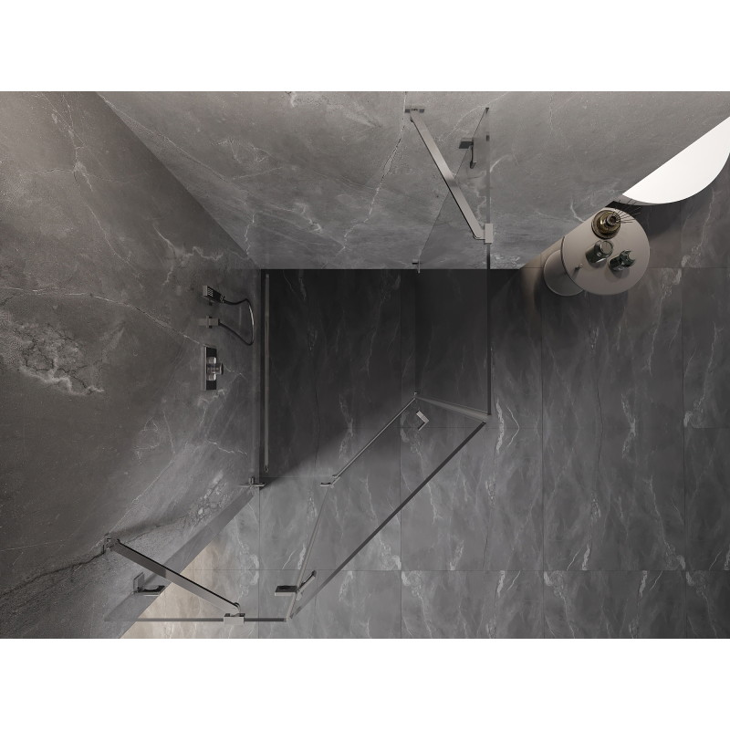 Mexen Lunar Fünfeck-Duschkabine mit linker, schwenkbarer Tür 80 x 90 cm, transparent, chrom - 831-080L-090P-01-00-L