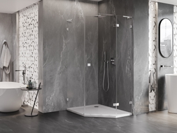 Mexen Lunar L Fünfeck-Duschkabine, rechts angeschlagen, 90 x 100 cm, transparent, chrom - 831L-090P-100L-01-00-P