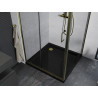 Mexen Apia Schiebeduschkabine 90 x 90 cm, transparent, gold + Duschwanne Flat, schwarz - 840-090-090-50-00-4070G