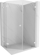 Mexen Lunar L Fünfeck-Duschkabine, schwenkbar, links 90 x 100 cm, transparent, weiß - 831L-090L-100P-20-00-L
