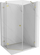 Mexen Lunar Fünfeck-Duschkabine, schwenkbar, links, 80 x 100 cm, transparent, gold - 831-080L-100P-50-00-L