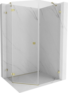 Mexen Lunar Fünfeck-Duschkabine, links öffnend, 90 x 100 cm, transparent, gold - 831-090L-100P-50-00-L