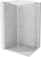Mexen Lunar L Fünfeck-Duschkabine, rechte Schwenktür 80 x 90 cm, transparent, gold - 831L-080P-090L-50-00-P