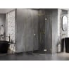 Mexen Lunar fünfeckige Duschkabine, schwenkbar, rechts 80 x 90 cm, transparent, gold - 831-080P-090L-50-00-P