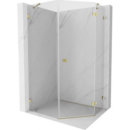 Mexen Lunar Fünfeck-Duschkabine schwenkbar rechts 80 x 100 cm, transparent, gold - 831-080P-100L-50-00-P