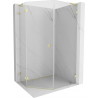 Mexen Lunar L fünfeckige Duschkabine, links öffnend, 80 x 90 cm, transparent, gebürstetes Gold - 831L-080L-090P-55-00-L