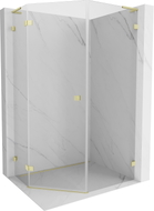 Mexen Lunar L fünfeckige Duschkabine, links öffnend, 80 x 90 cm, transparent, gebürstetes Gold - 831L-080L-090P-55-00-L