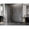 Mexen Lunar L fünfeckige Duschkabine, links öffnend, 80 x 90 cm, transparent, gebürstetes Gold - 831L-080L-090P-55-00-L