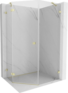 Mexen Lunar fünfeckige Duschkabine, links schwenkbar, 80 x 100 cm, transparent, gebürstet gold - 831-080L-100P-55-00-L