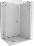 Mexen Lunar L Fünfeck-Duschkabine schwenkbar links 80 x 90 cm, transparent, Roségold - 831L-080L-090P-60-00-L