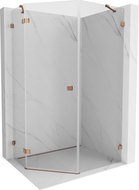 Mexen Lunar fünfeckige Duschkabine schwenkbar links 80 x 90 cm, transparent, Roségold - 831-080L-090P-60-00-L