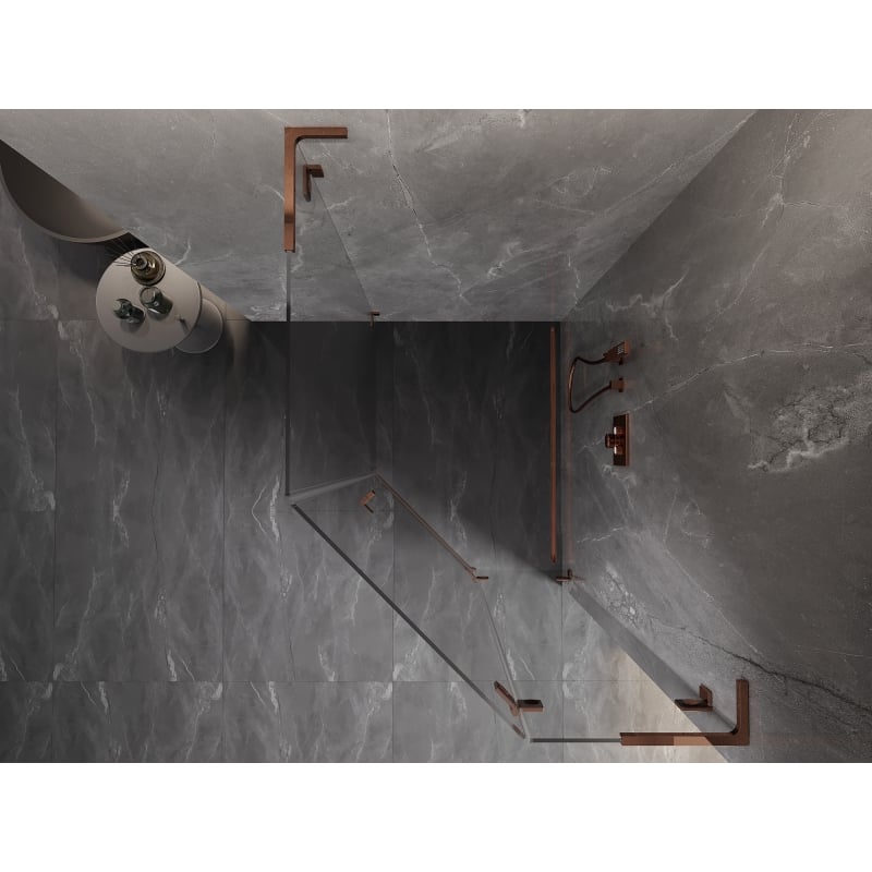 Mexen Lunar L Fünfeckige Duschkabine, rechts angeschlagen 80 x 100 cm, transparent, Roségold - 831L-080P-100L-60-00-P