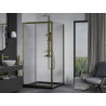 Mexen Apia Schiebeduschkabine 100 x 100 cm, transparent, gold + Flat Duschwanne, schwarz - 840-100-100-50-00-4070G