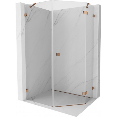 Mexen Lunar Fünfeck-Duschkabine, schwenkbar, rechts 90 x 100 cm, transparent, Roségold - 831-090P-100L-60-00-P