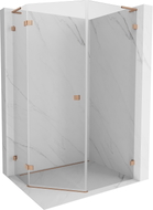 Mexen Lunar L Fünfeck-Duschkabine links öffnend 80 x 90 cm, transparent, gebürstetes Kupfer - 831L-080L-090P-65-00-L
