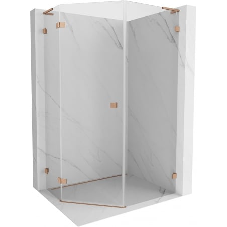 Mexen Lunar L Fünfeck-Duschkabine, links schwenkbar 90 x 100 cm, transparent, gebürstetes Kupfer - 831L-090L-100P-65-00-L
