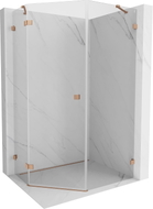 Mexen Lunar Fünfeckige Duschkabine, schwenkbar links, 90 x 100 cm, transparent, gebürstetes Kupfer - 831-090L-100P-65-00-L